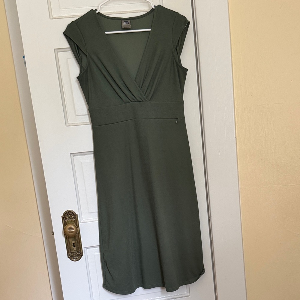 REI Sage Green Dress with V-Neck